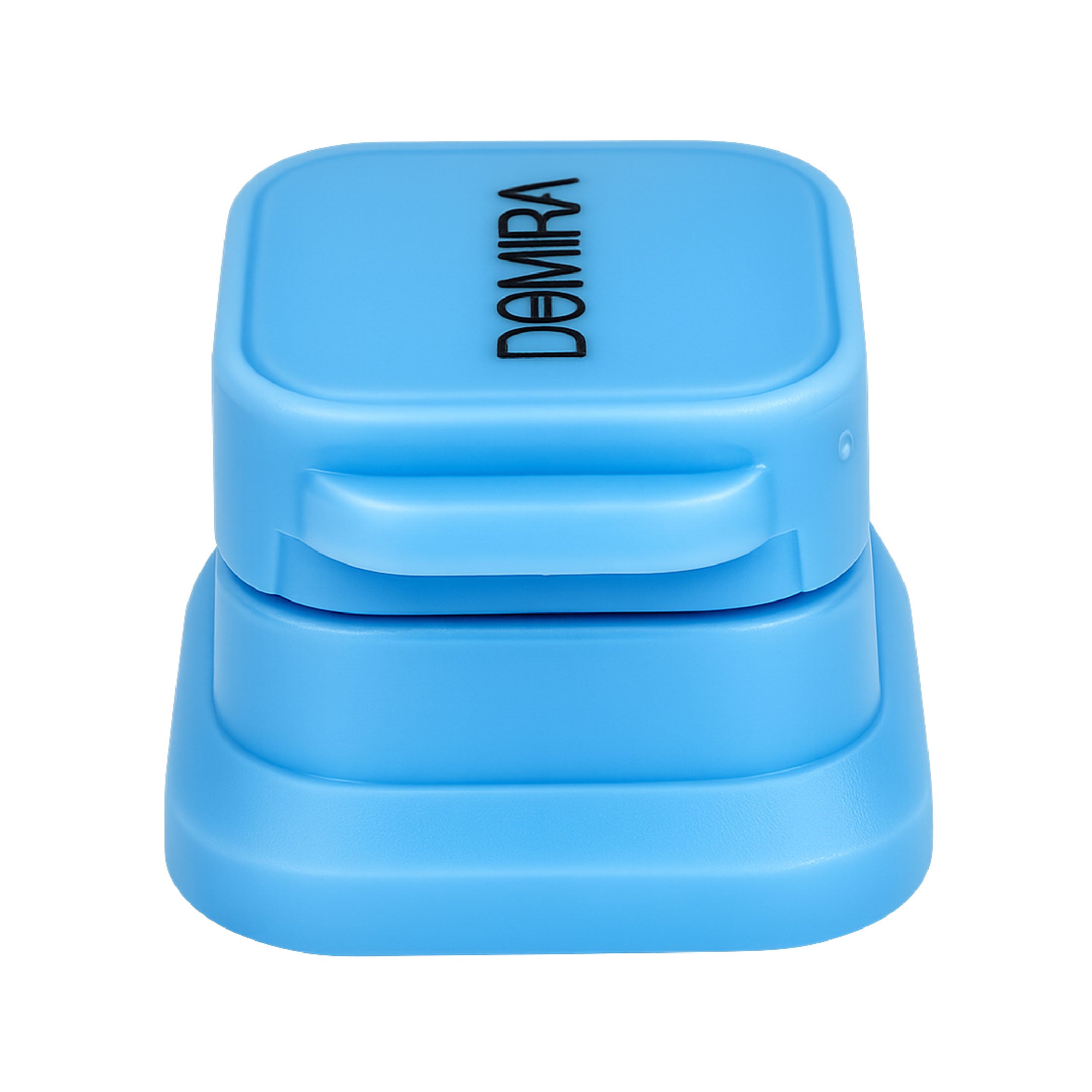 Side profile view of DOMIRA blue
magnetic cable holder clips showing
compact cable organiser design and
magnetic locking mechanism.