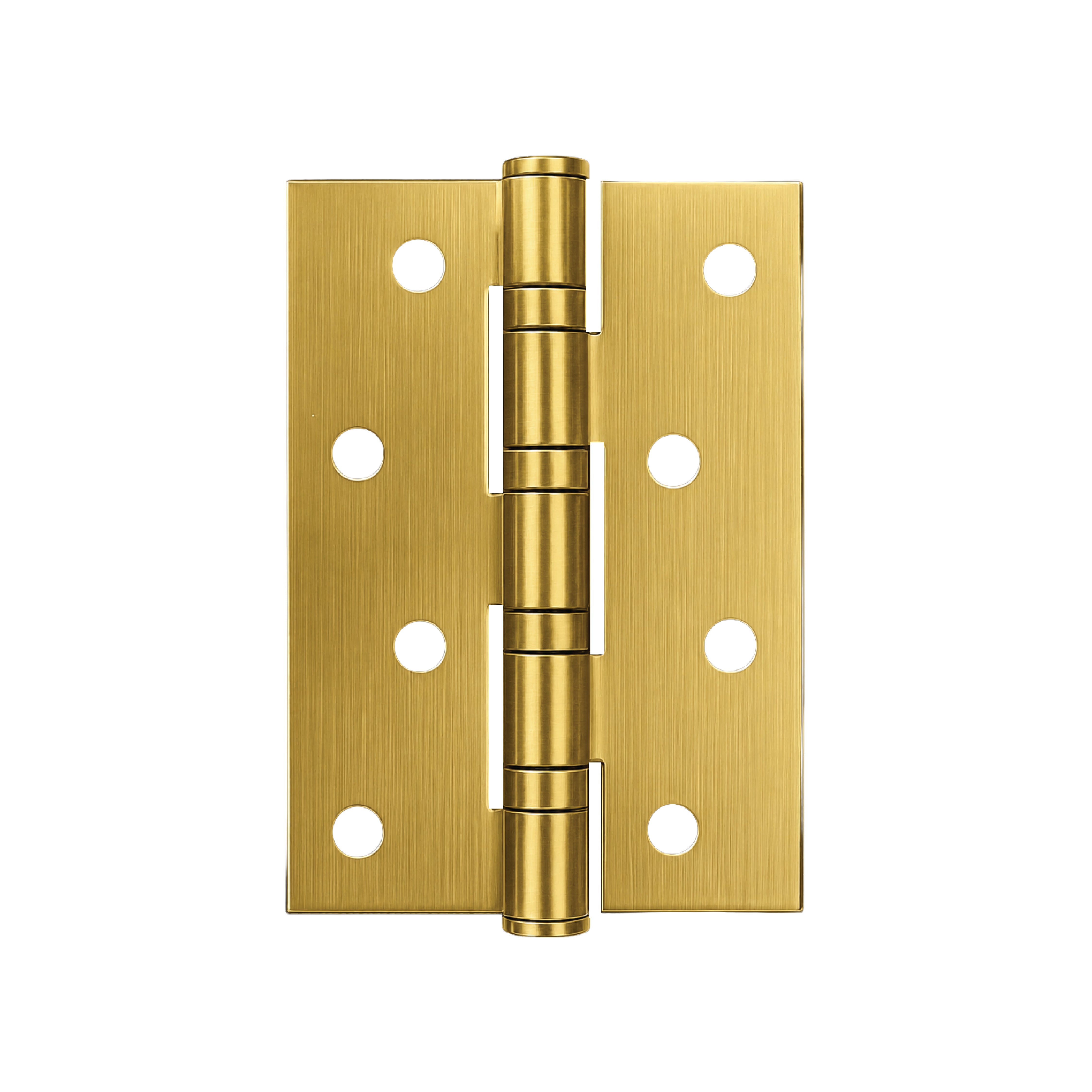 Rear view of DOMIRA gold 4 inch steel ball
bearing door hinge showing strong
construction for reliable everyday use.