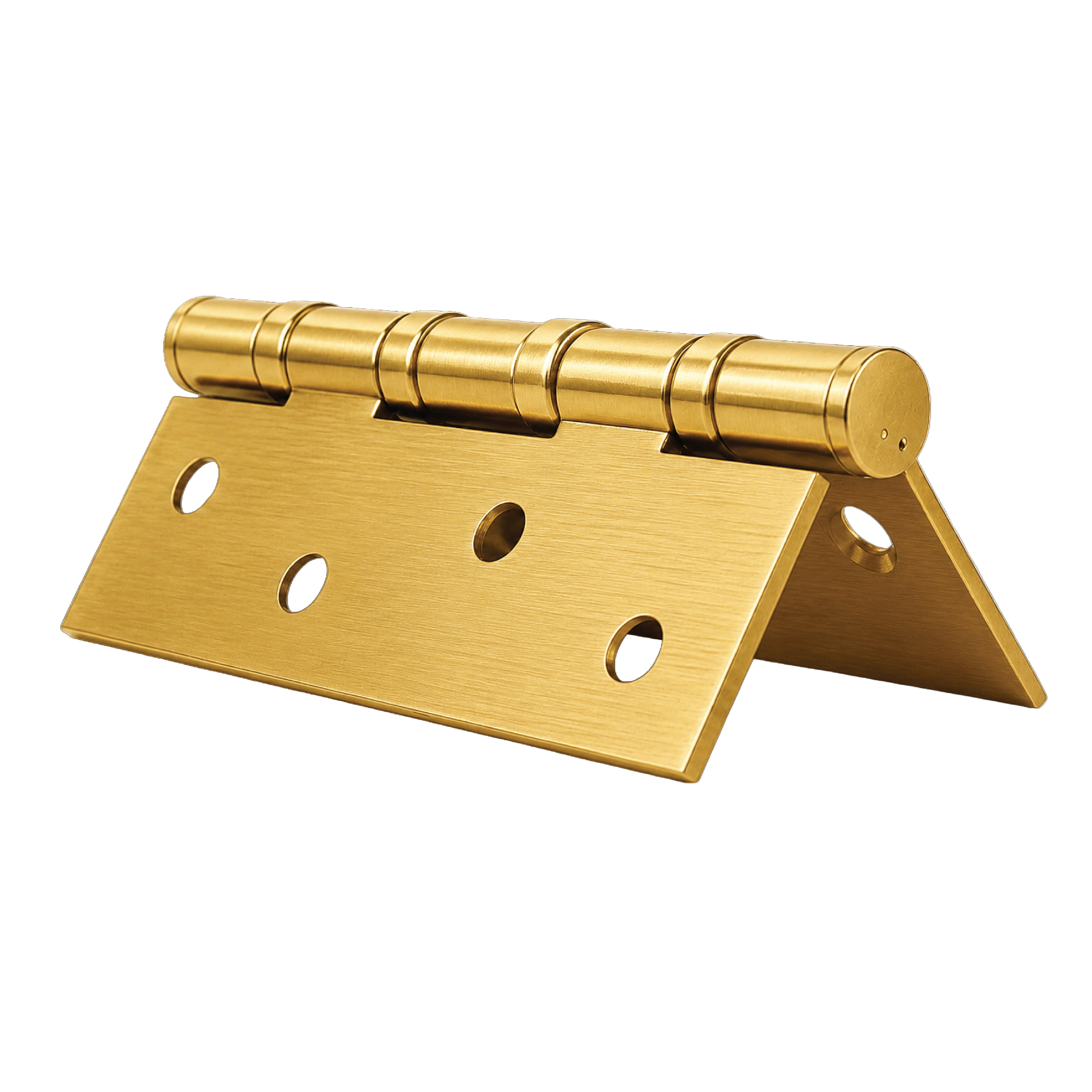 Side profile of DOMIRA gold 102mm ball
bearing hinge highlighting precision
engineering and smooth bearing design.