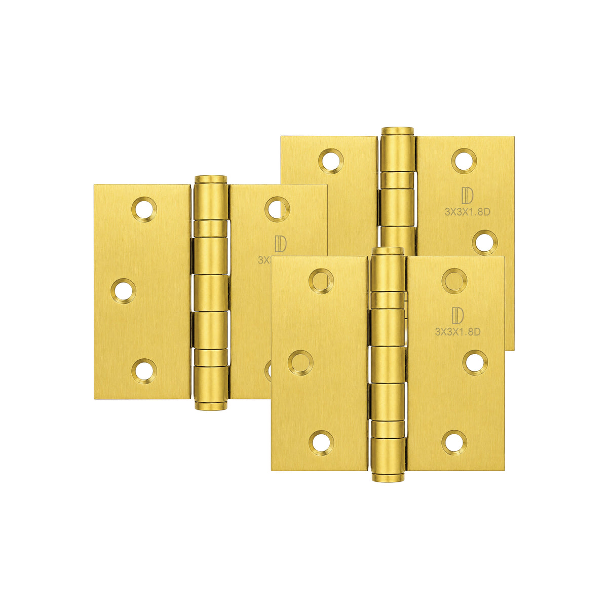 DOMIRA gold 76mm ball bearing door hinges pack of 3 made from heavy-duty steel with a decorative gold finish for smooth and quiet door operation.