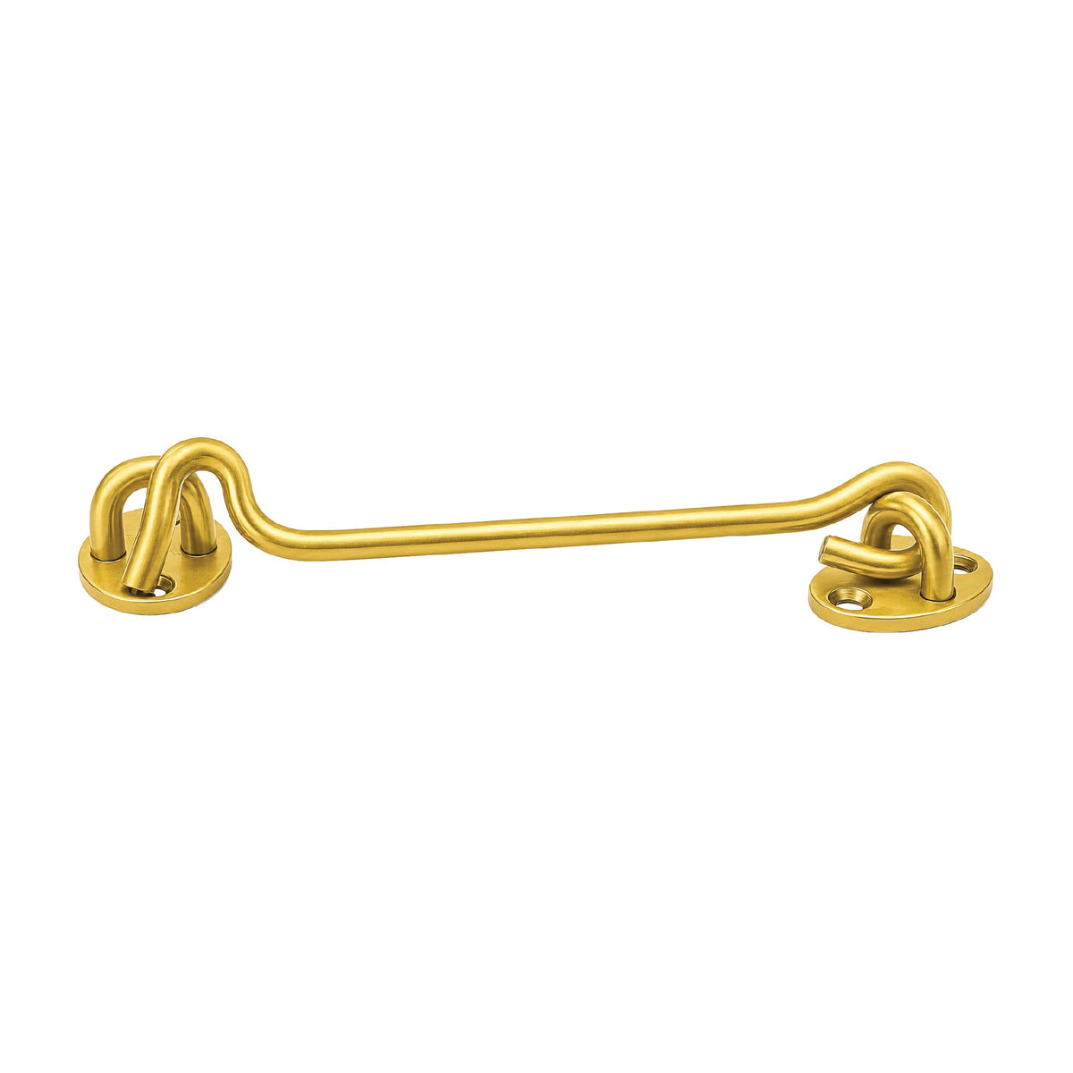 DOMIRA gold hook and eye door
latch angled view showing its solid
stainless steel construction