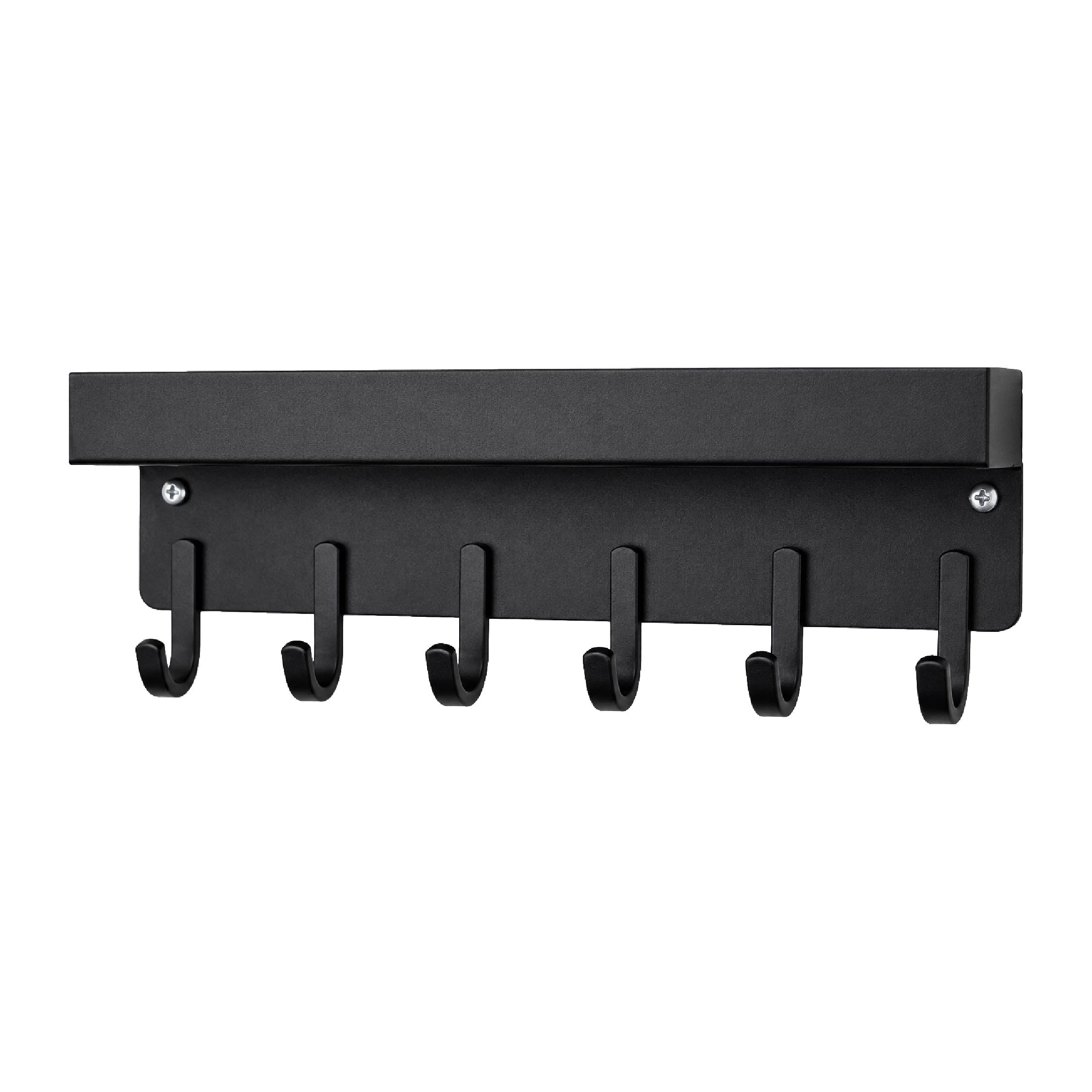 Alternative angled view of the DOMIRA
wall mounted key rack showing the
integrated shelf, durable iron construction
and space-saving design.