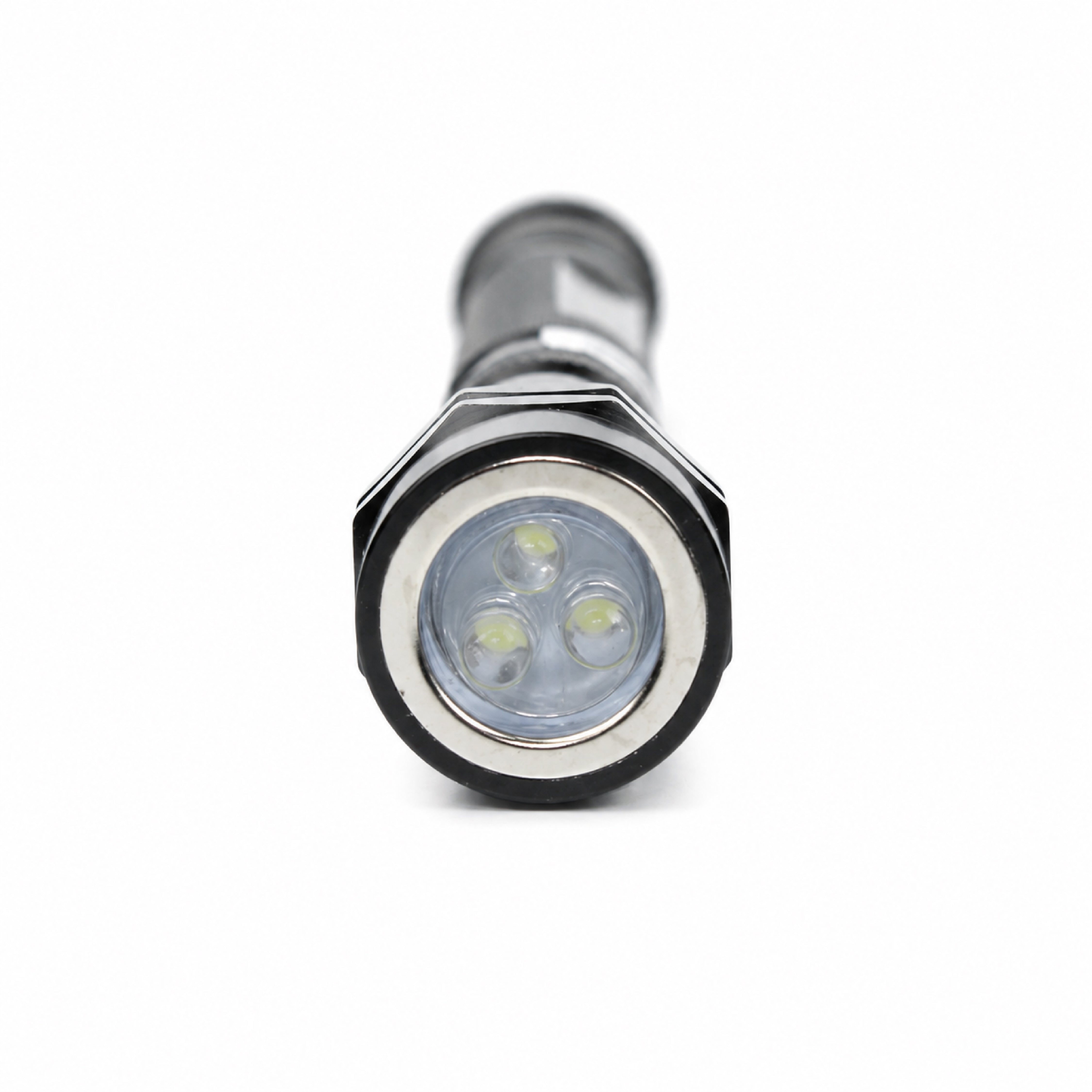 Front view of DOMIRA LED magnetic
pickup tool showing the bright LED
flashlight and strong flexible magnetic
pickup head.