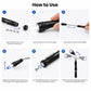 Illustration showing how to use the
DOMIRA LED magnetic pickup tool with
telescopic extension, flexible magnetic
head and built-in LED flashlight.