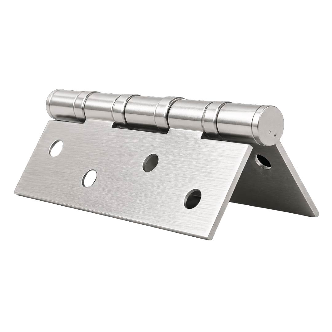 Side profile of DOMIRA silver 102mm ball bearing hinge highlighting precision engineering and smooth bearing design.