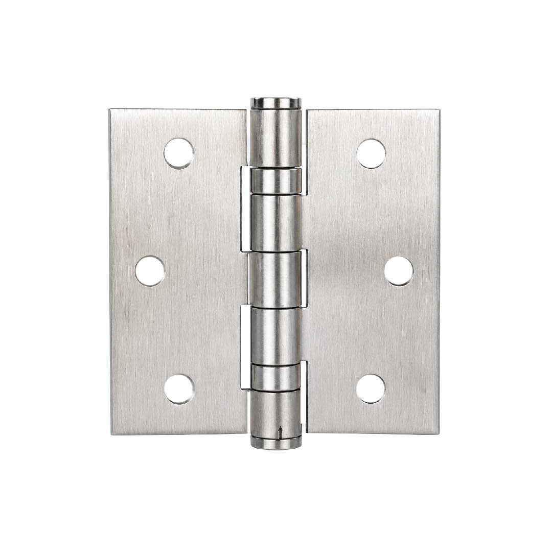 Rear view of DOMIRA silver 3 inch ball bearing door hinges showing durable steel construction and precision hinge design.