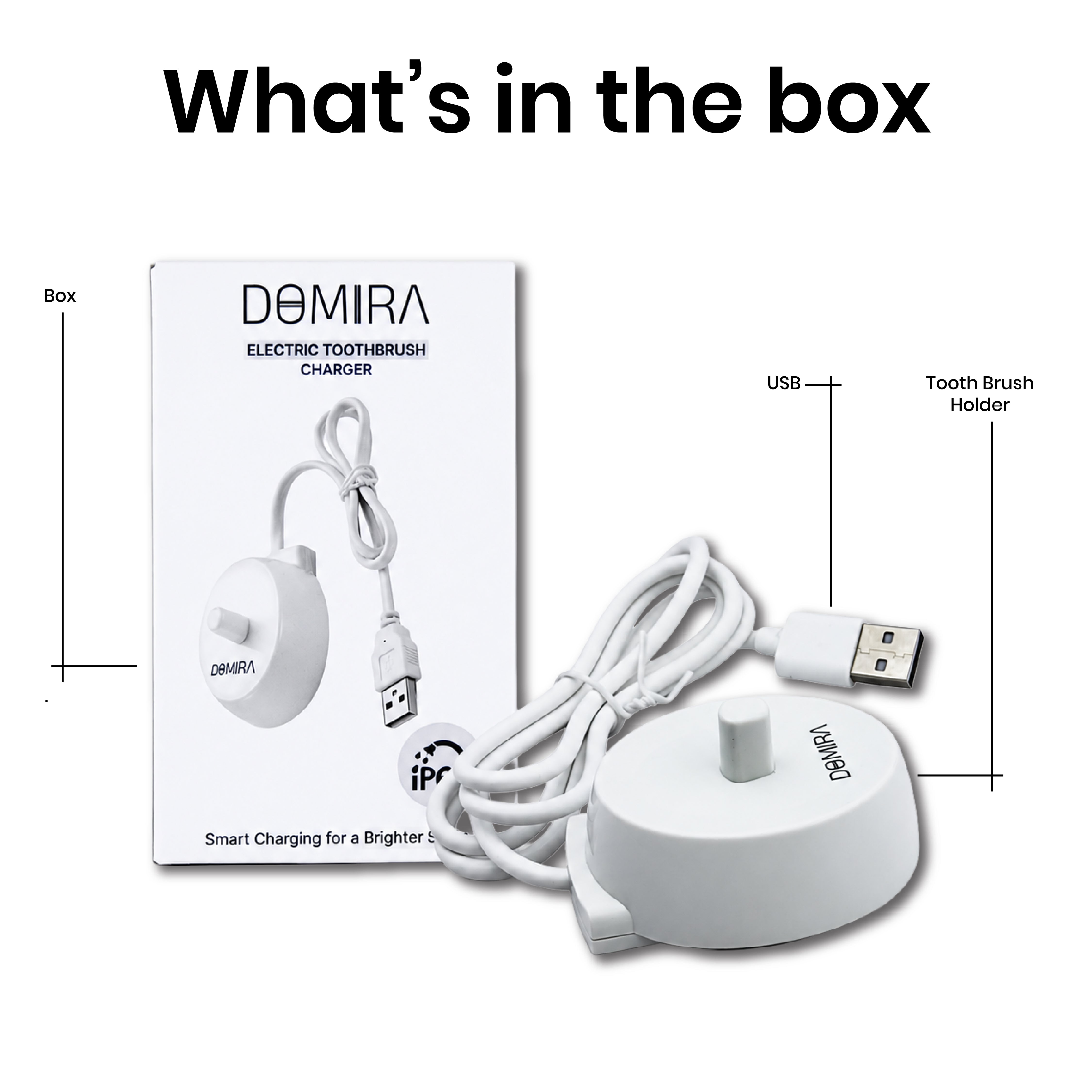 DOMIRA Universal Toothbrush Charger Electric Toothbrush Charger USB Charging Travel Ready 1m Cable