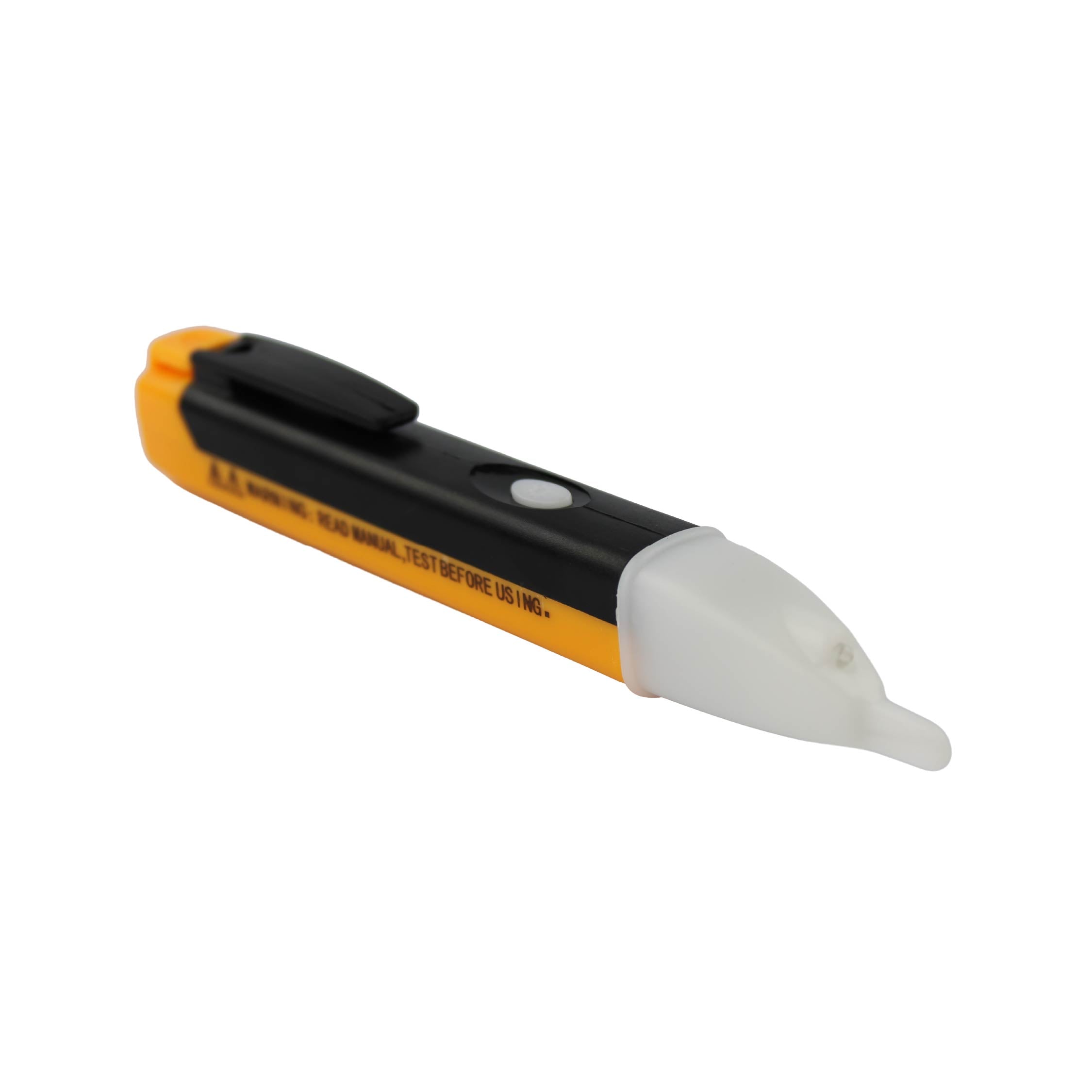Angled view of the DOMIRA voltage
detector pen highlighting the
insulated tip and compact design for
safe electrical testing.