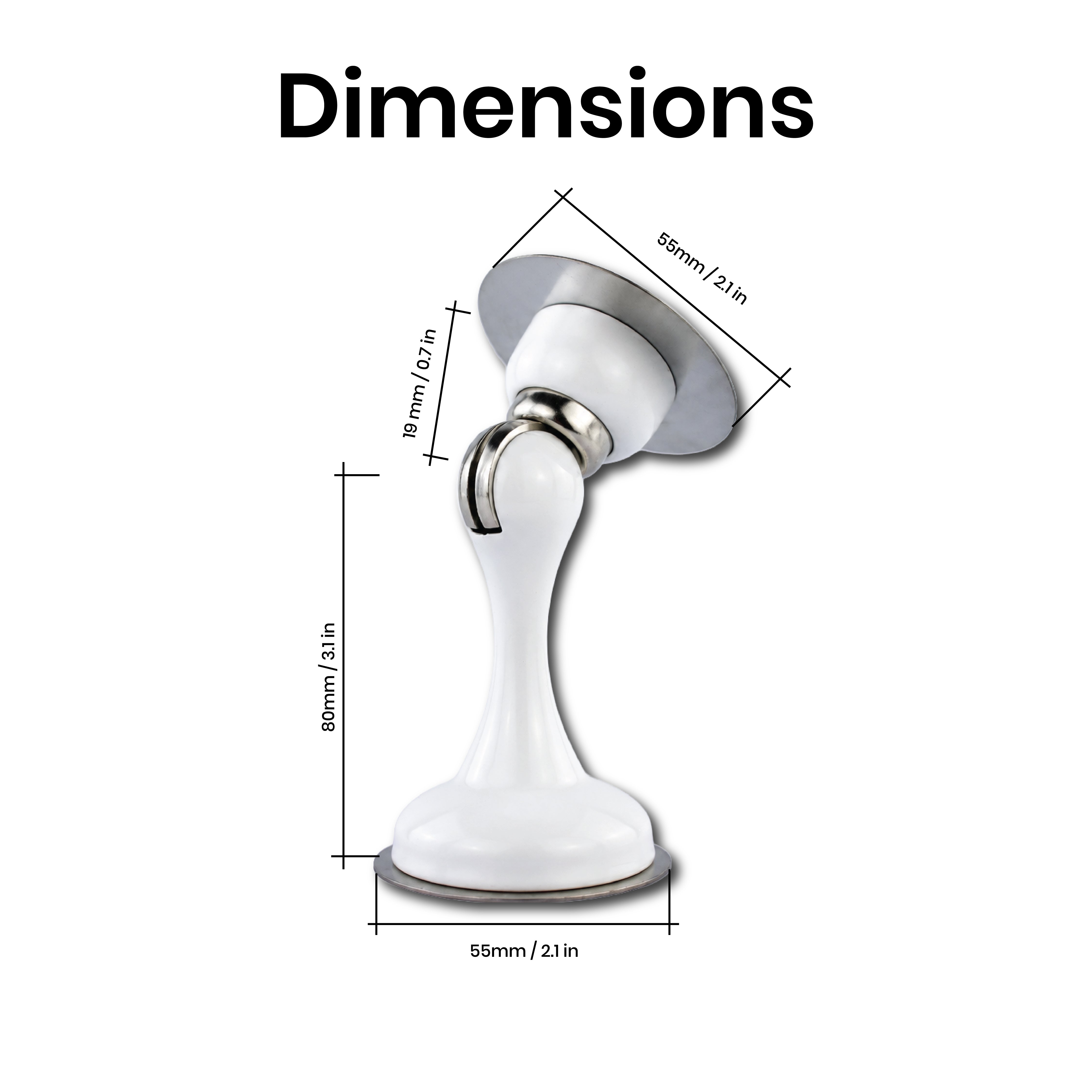 DOMIRA Magnetic Door Stopper Heavy Duty Door Stop Metal White Finish No Drill Strong Hold 1 Pack