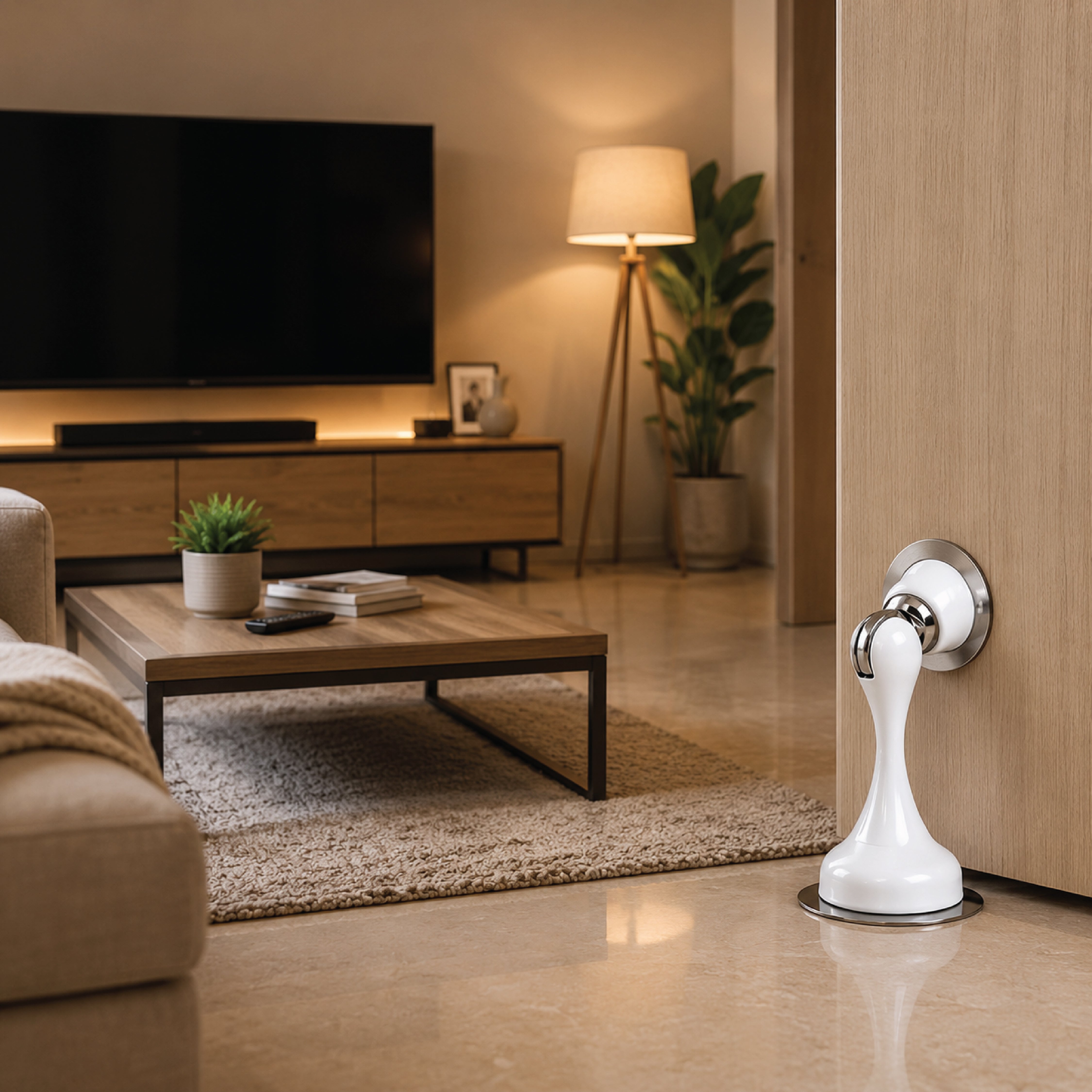 DOMIRA Magnetic Door Stopper Heavy Duty Door Stop Metal White Finish No Drill Strong Hold 1 Pack