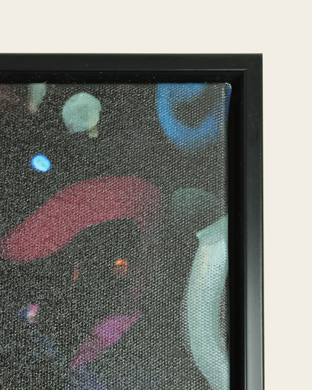 Electric Pulse neon guitar LED canvas art black frame corner detail