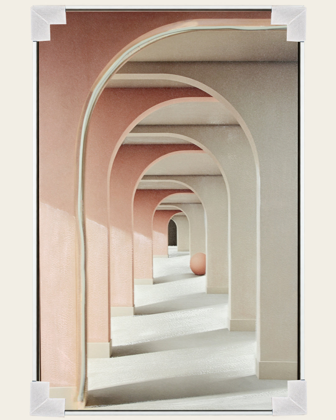 Endless pink arch LED wall art with corner protectors for delivery