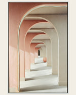 Endless pink arch LED wall art front view in a white frame