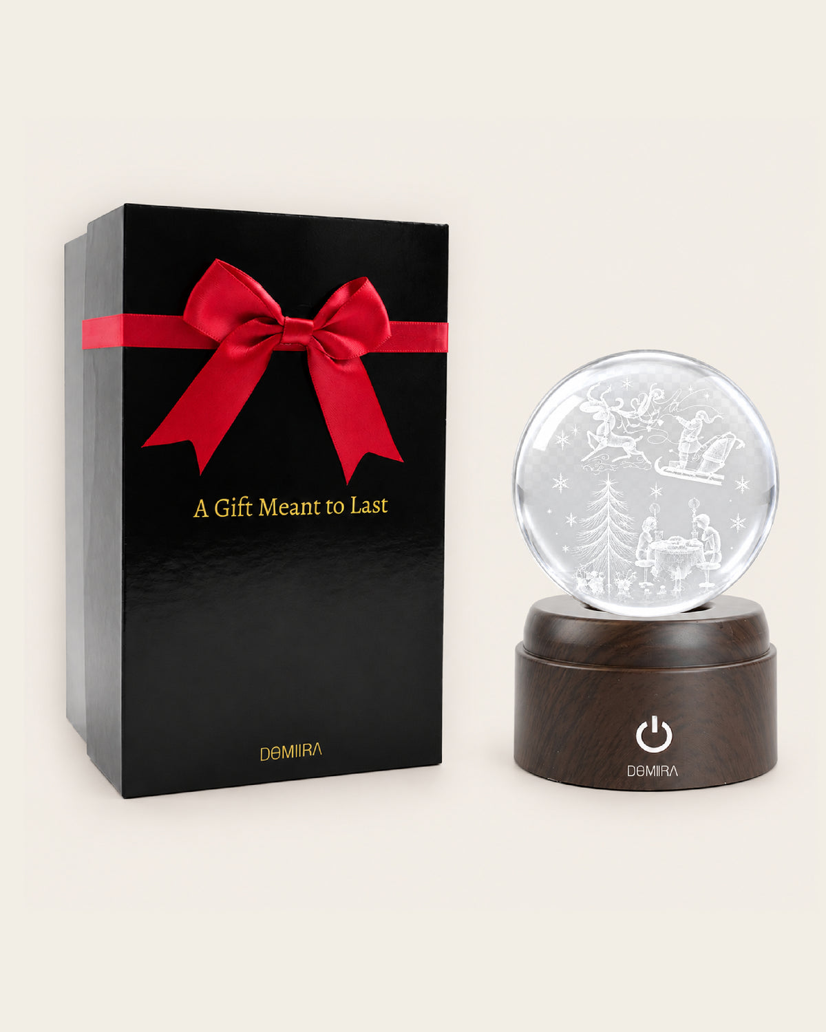 A December Evening crystal globe with its gift box
