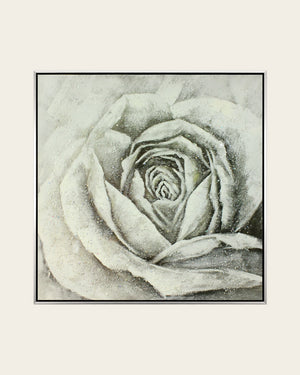 Forever, Still silver rose resin wall art front view in a silver and black frame