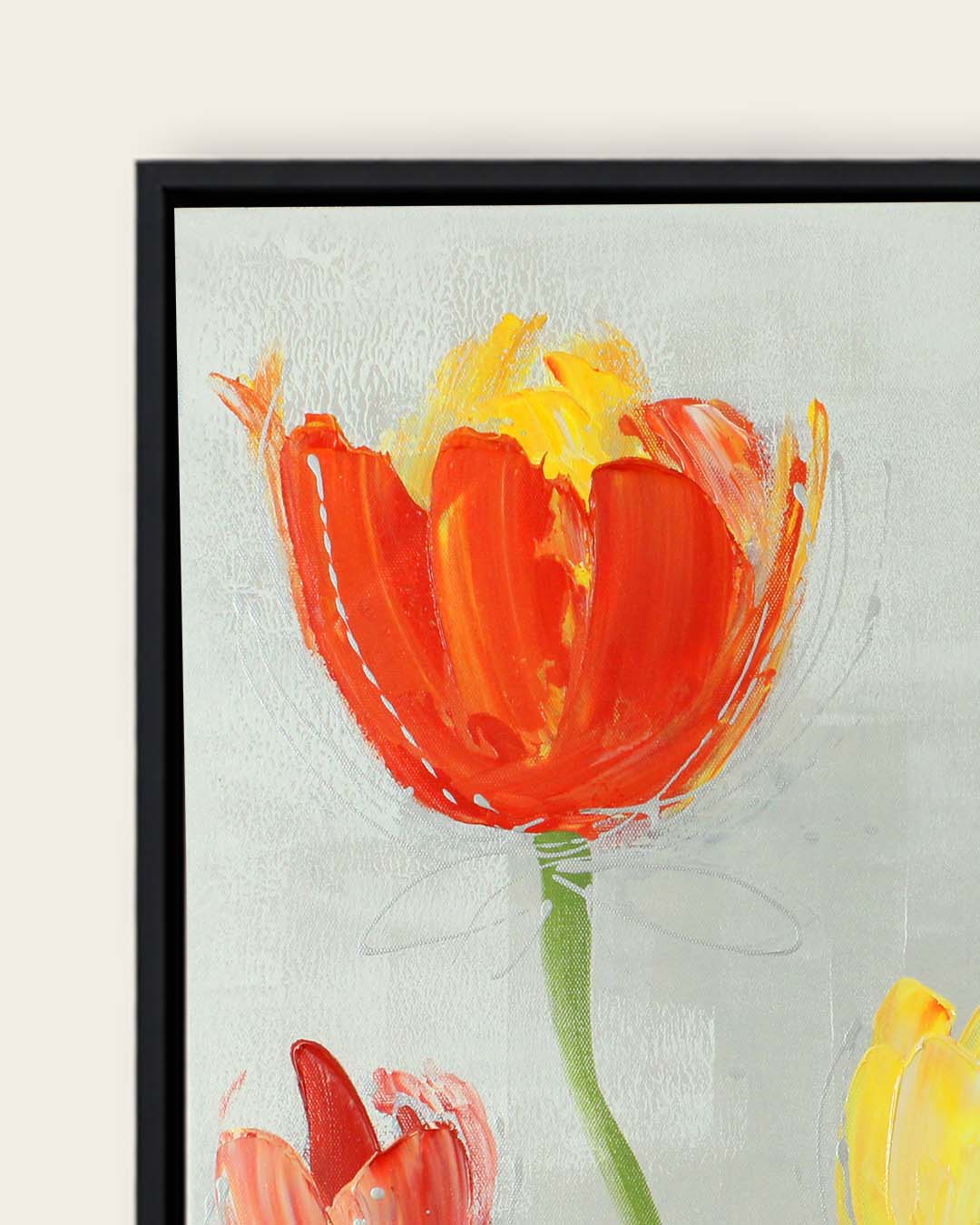 Four in Bloom tulip painting frame corner detail