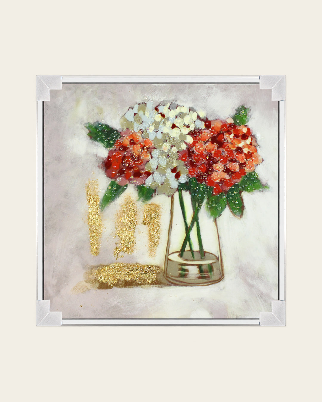 Freshly Gathered vase bouquet resin wall art with corner protectors for delivery