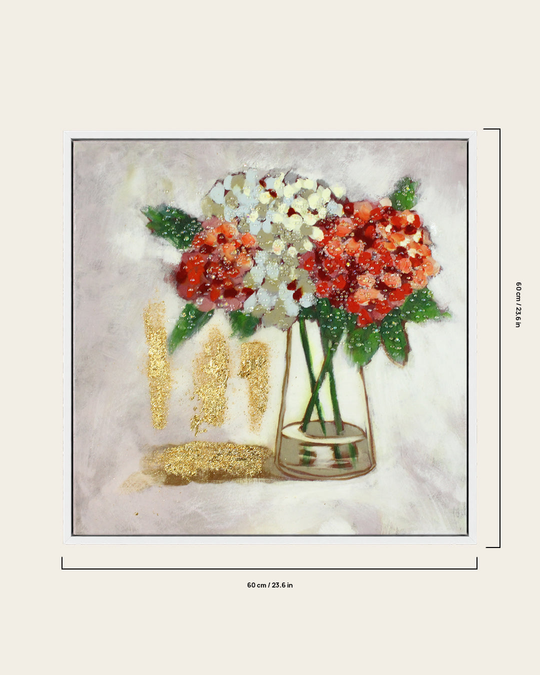 Freshly Gathered vase bouquet resin wall art 60 x 60 cm dimensions