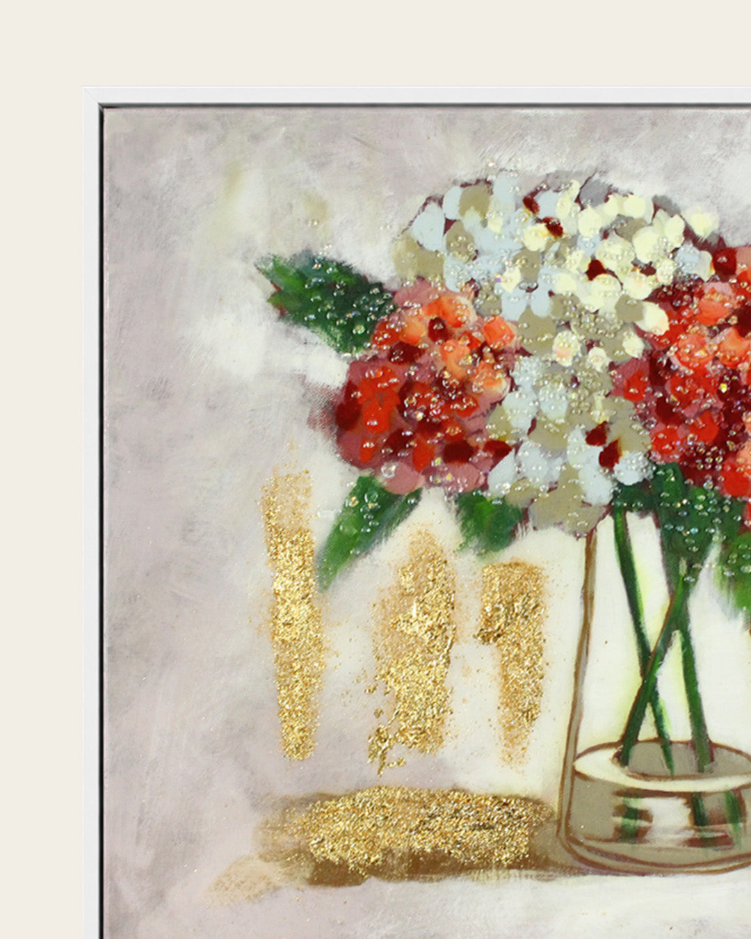 Freshly Gathered vase bouquet resin wall art white frame corner detail