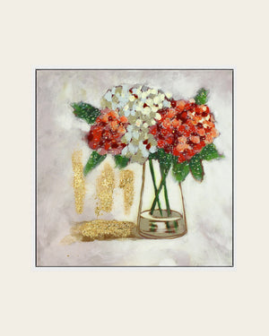 Freshly Gathered vase bouquet resin wall art front view in a white frame