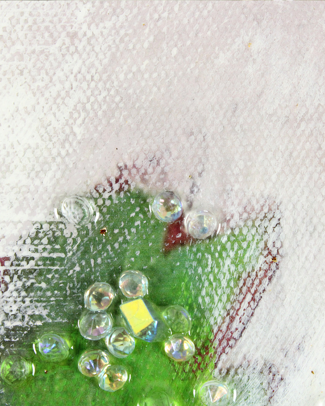 Freshly Gathered vase bouquet resin wall art close-up of the green foliage and crystals