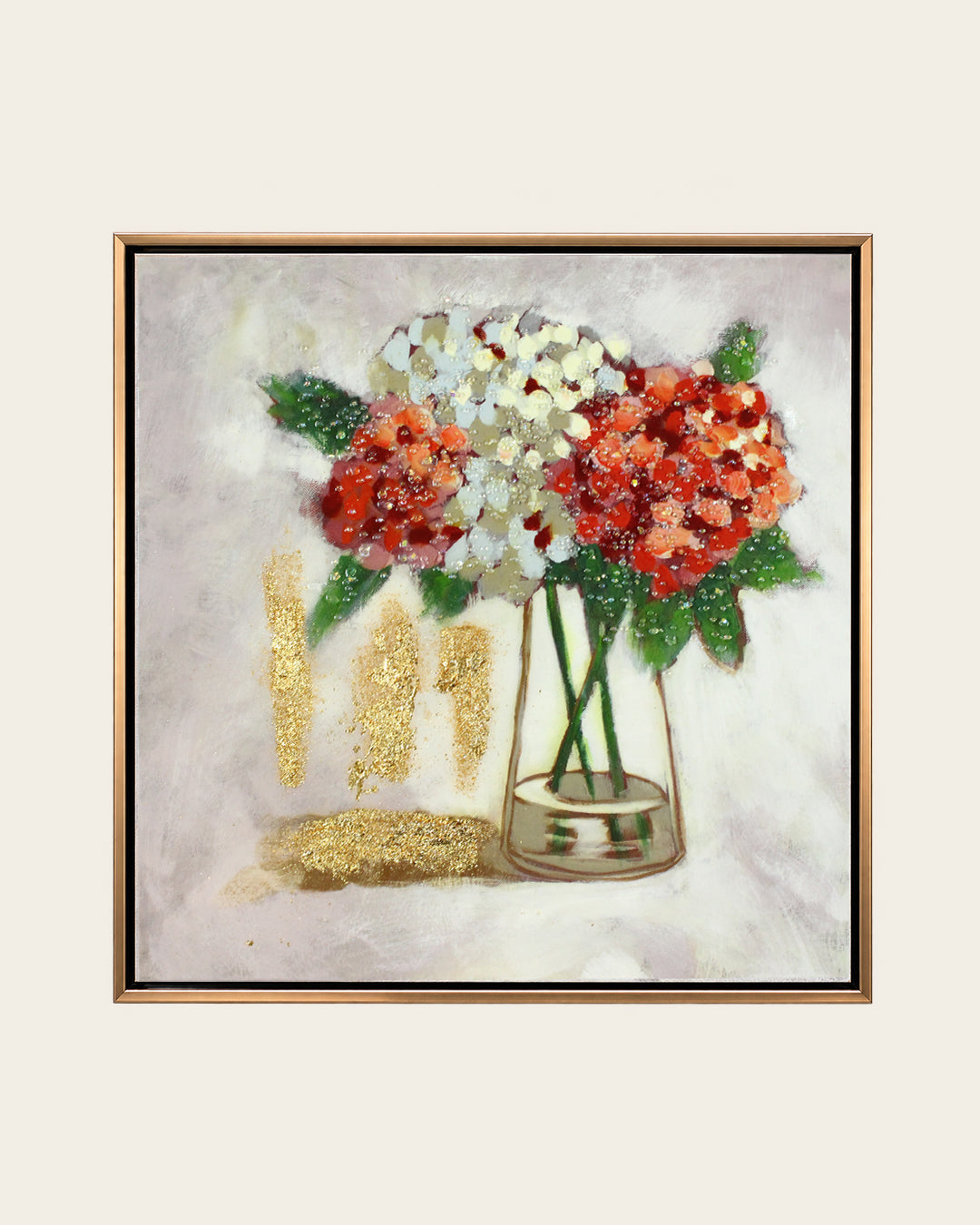 Freshly Gathered vase bouquet resin wall art front view in a rose gold frame