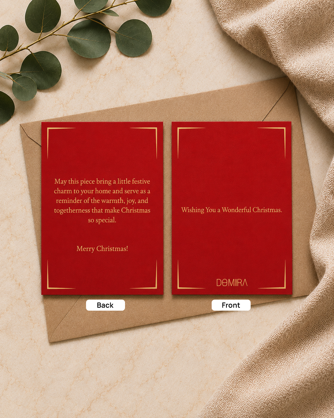 DOMIRA Christmas card front and back