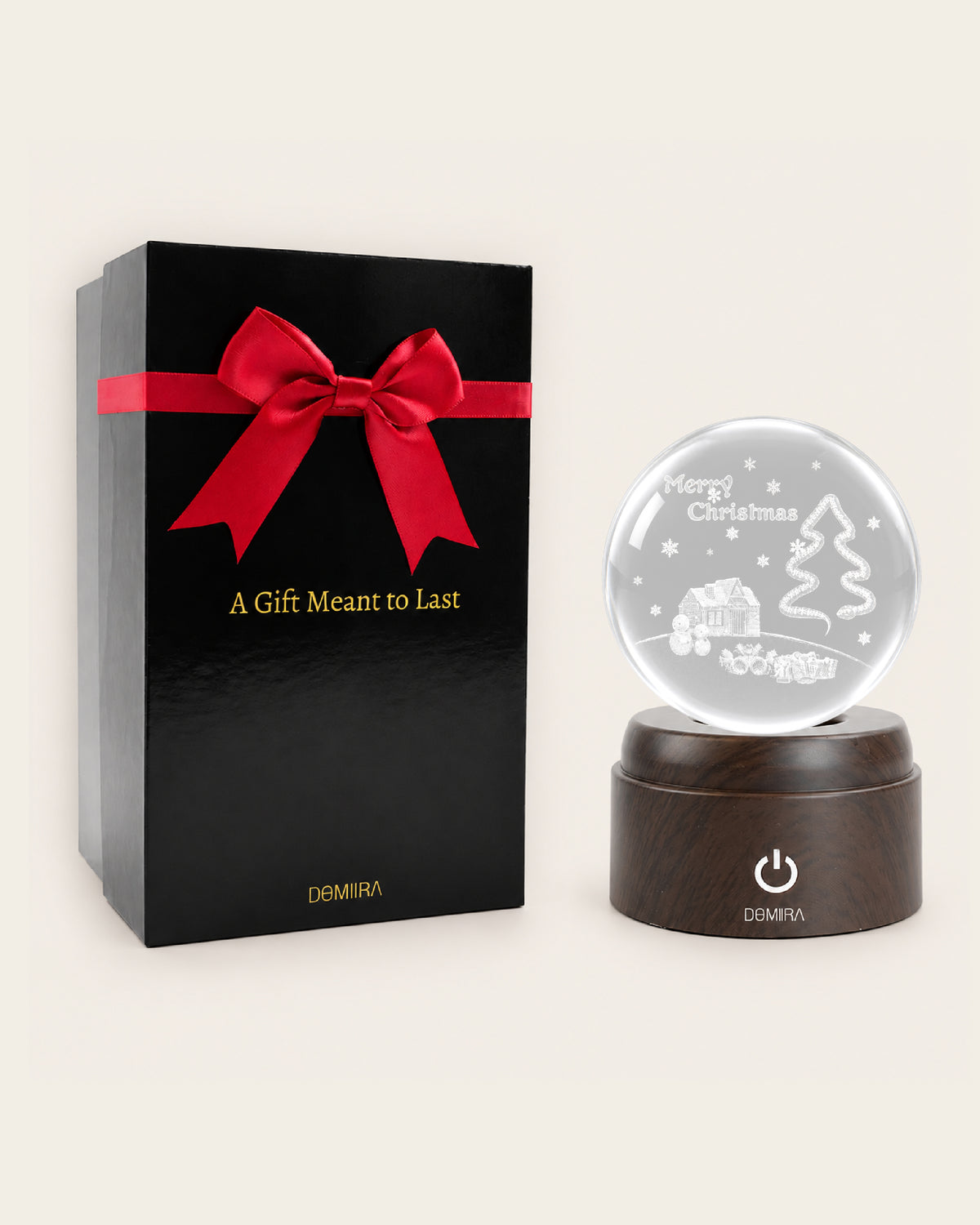 Winter Wonderland crystal globe with its gift box
