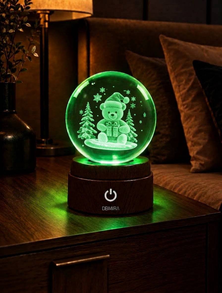 Wrapped in Wonder crystal globe glowing green