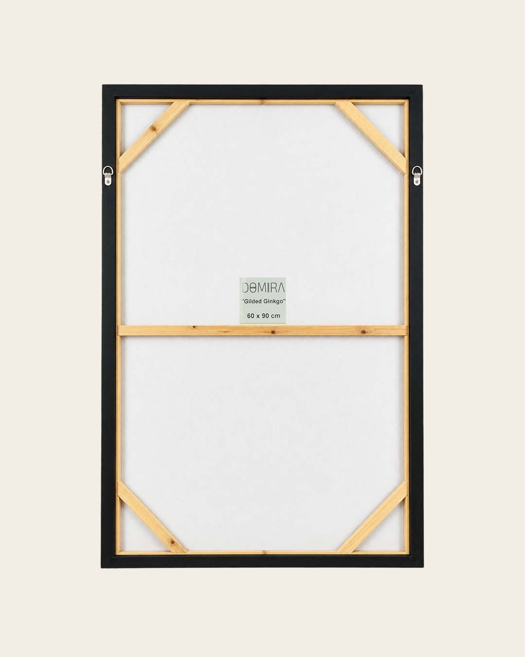 Gilded Ginkgo gold foliage wall art back of the framed canvas