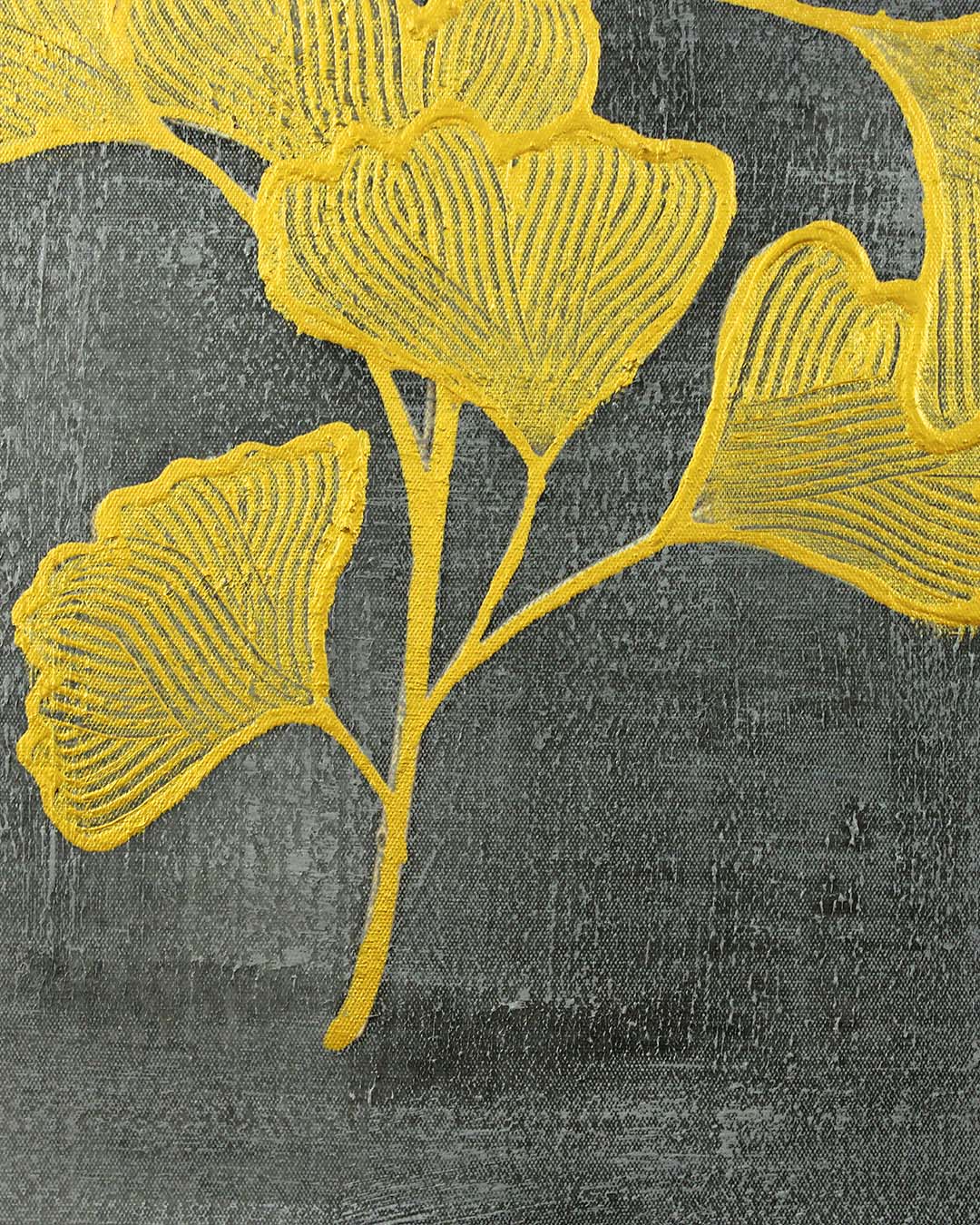 Gilded Ginkgo gold foliage wall art close-up of the ginkgo leaf detail