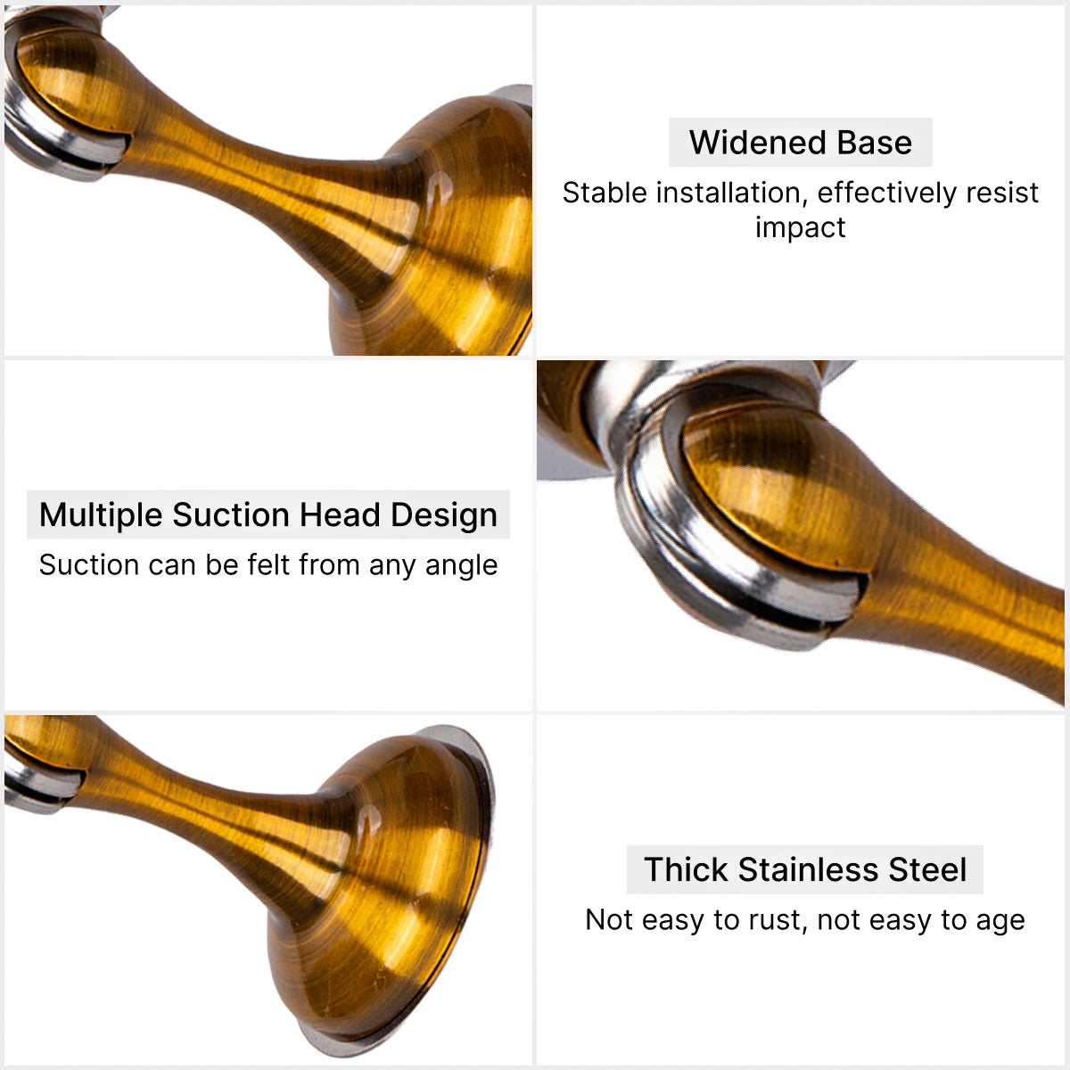 Gold magnetic door stop detail image
