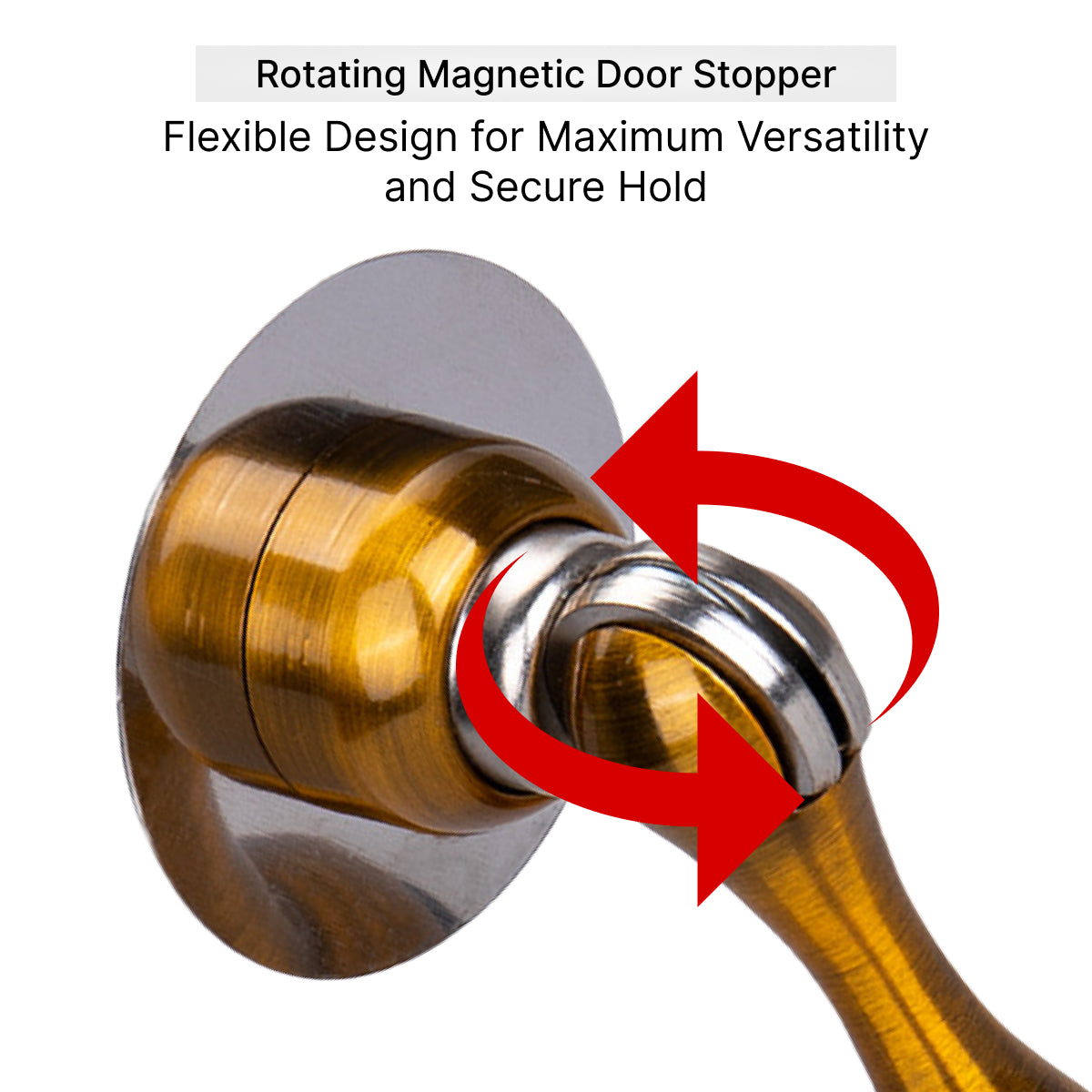 Gold magnetic door stopper close up detail