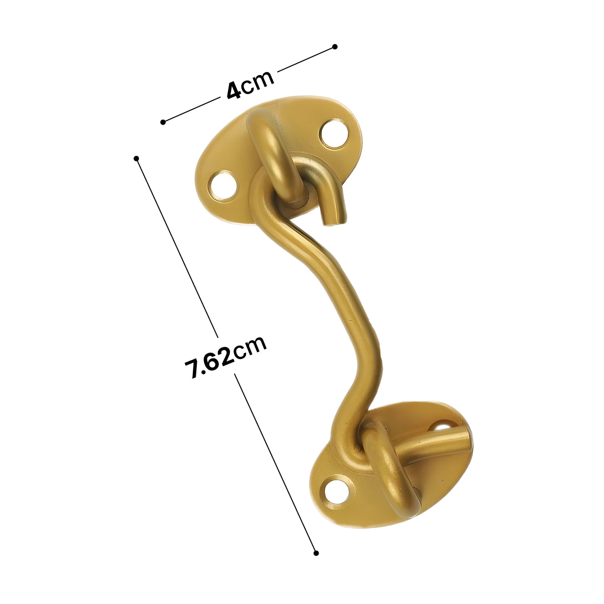 Golden hook and eye latch front view