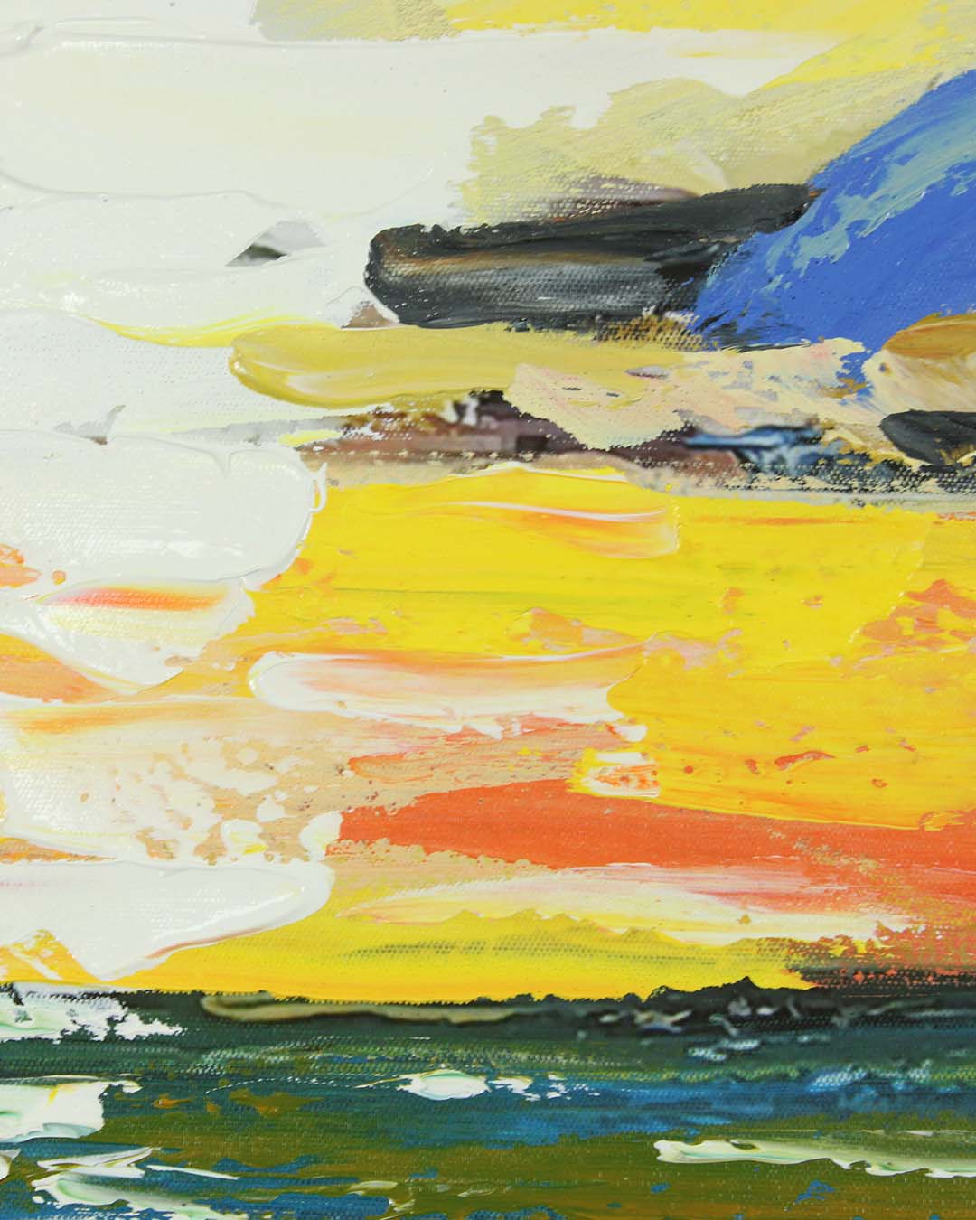 Golden Hour colourful abstract painting close-up of the brushwork