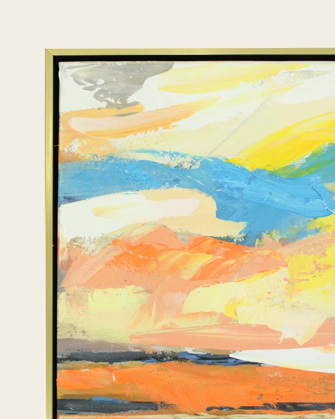 Golden Hour colourful abstract painting frame corner detail