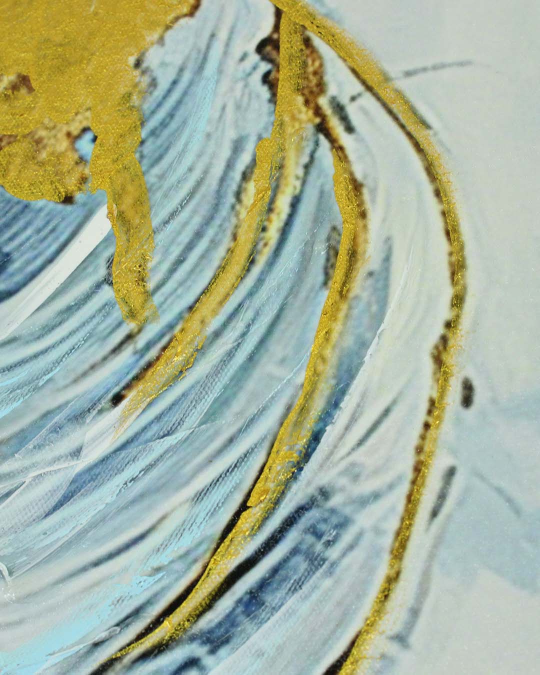 Golden Quill feather canvas art close-up of the feather brushwork