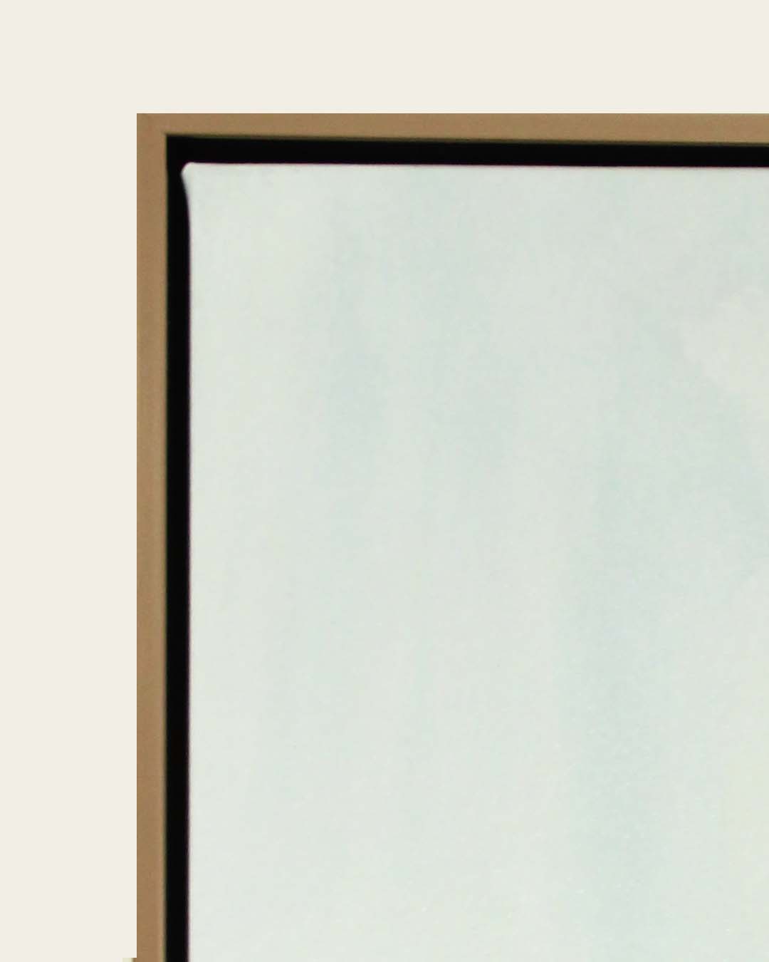 Golden Quill feather canvas art rose gold frame corner detail