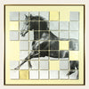 In Stride metallic tile horse wall art front view in a gold and black frame