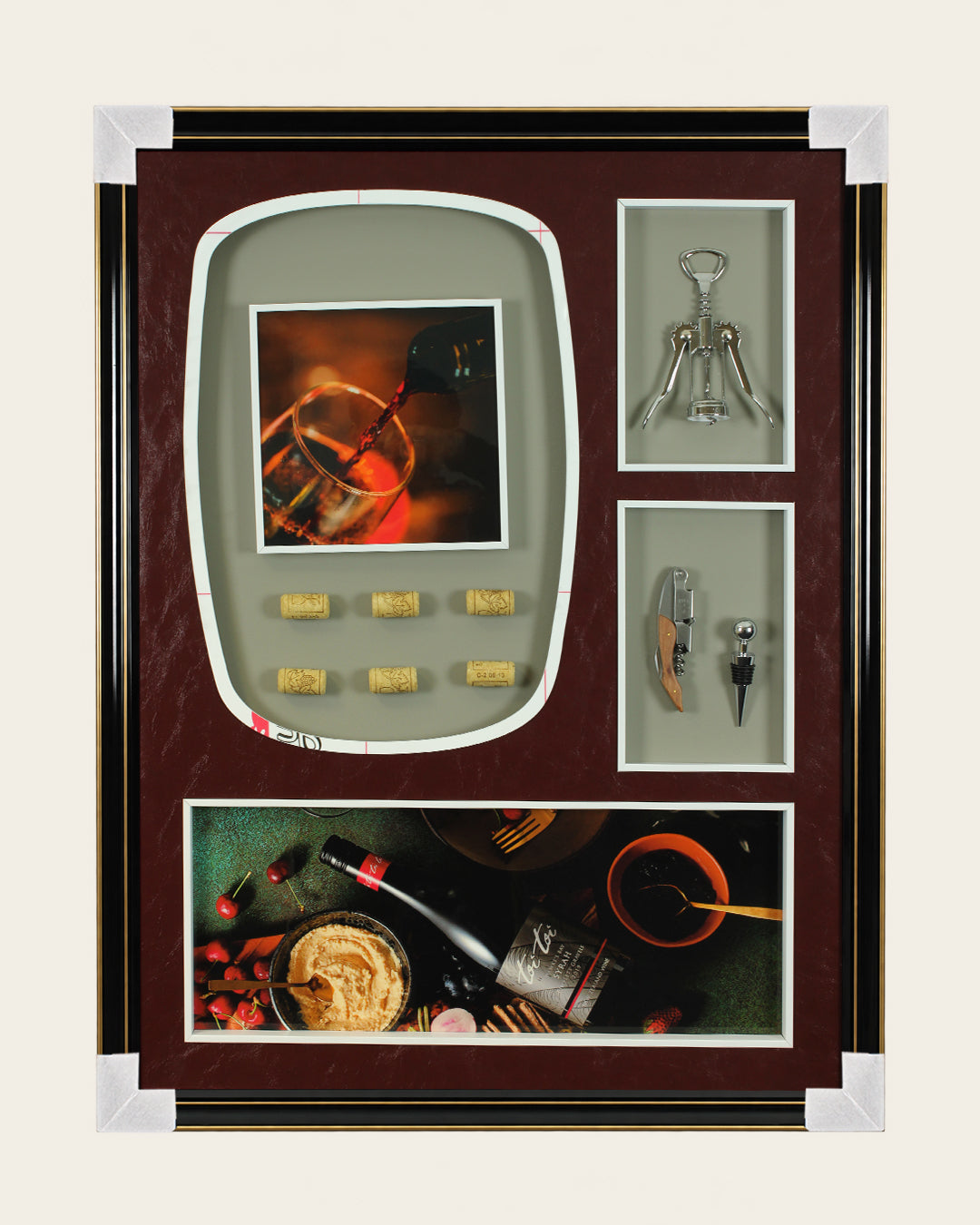 In Vino wine 3D shadow box wall art with corner protectors for delivery