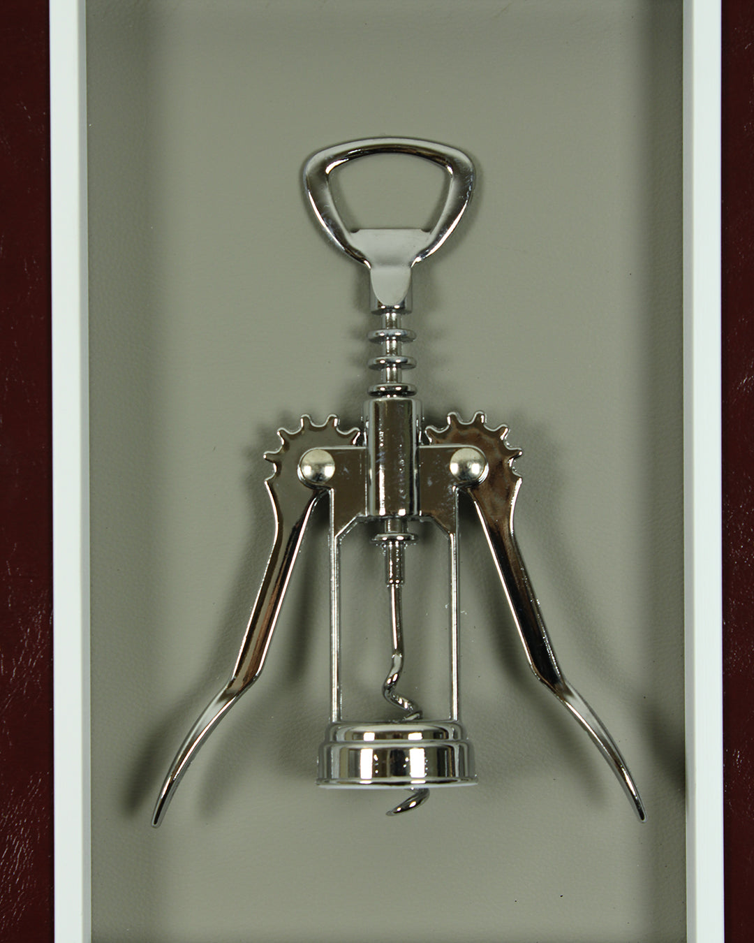 In Vino wine 3D shadow box wall art close-up of the wing corkscrew