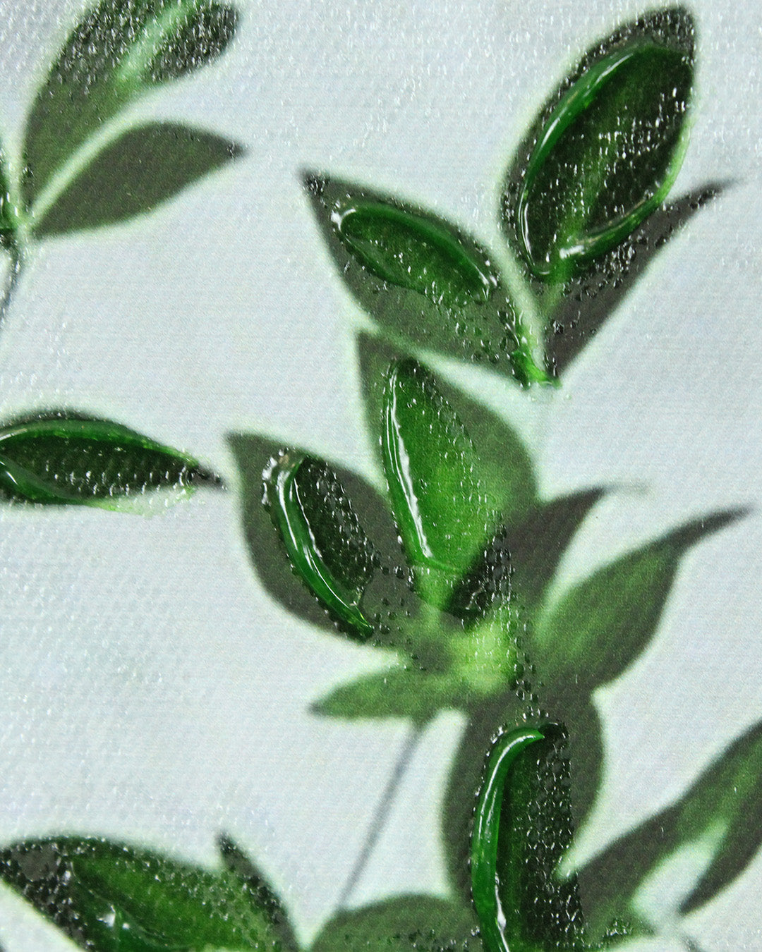 Indigo Grace flower vase wall art close-up of the green leaves
