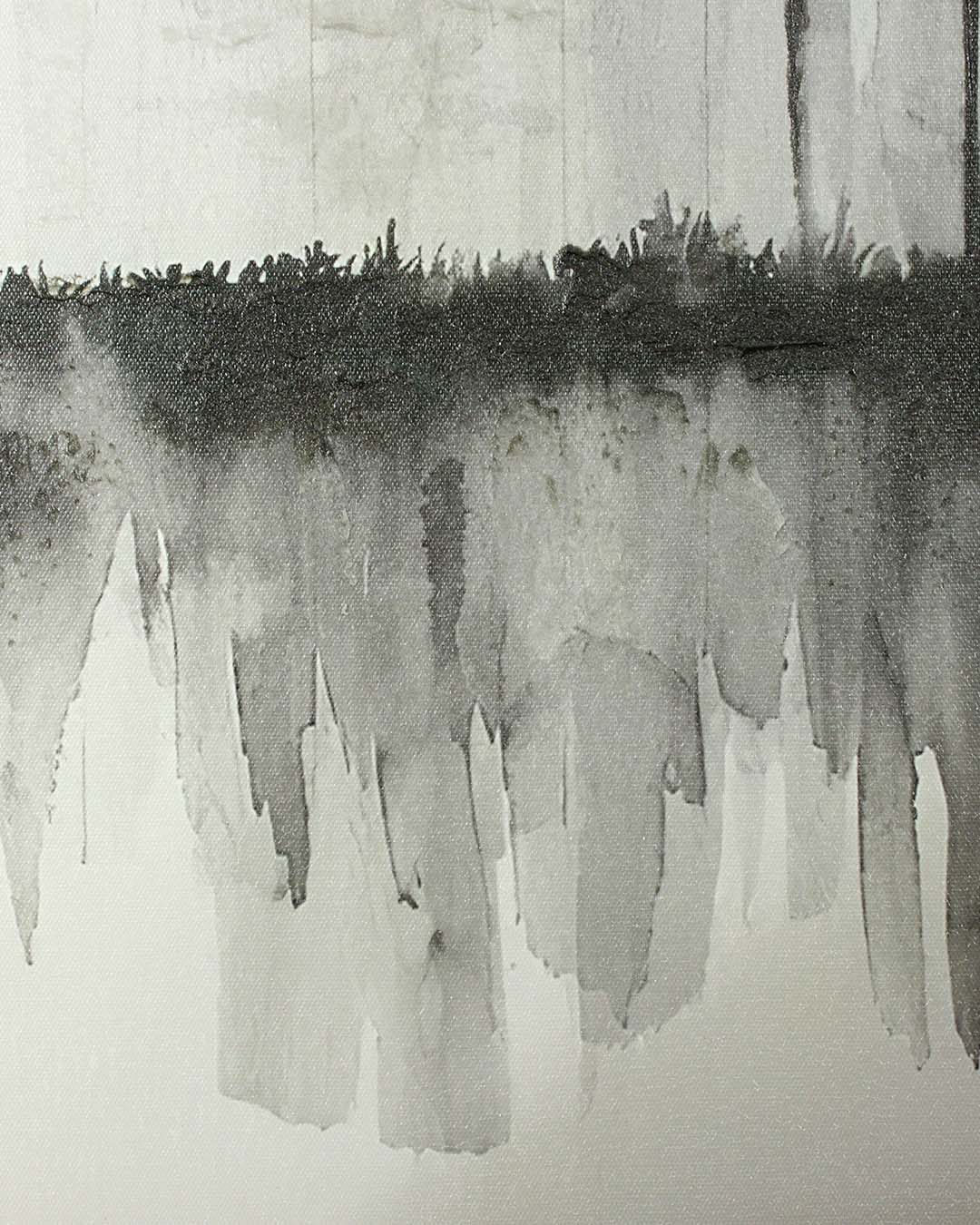 Ink & Pine monochrome tree wall art close-up of the ink-wash reflection