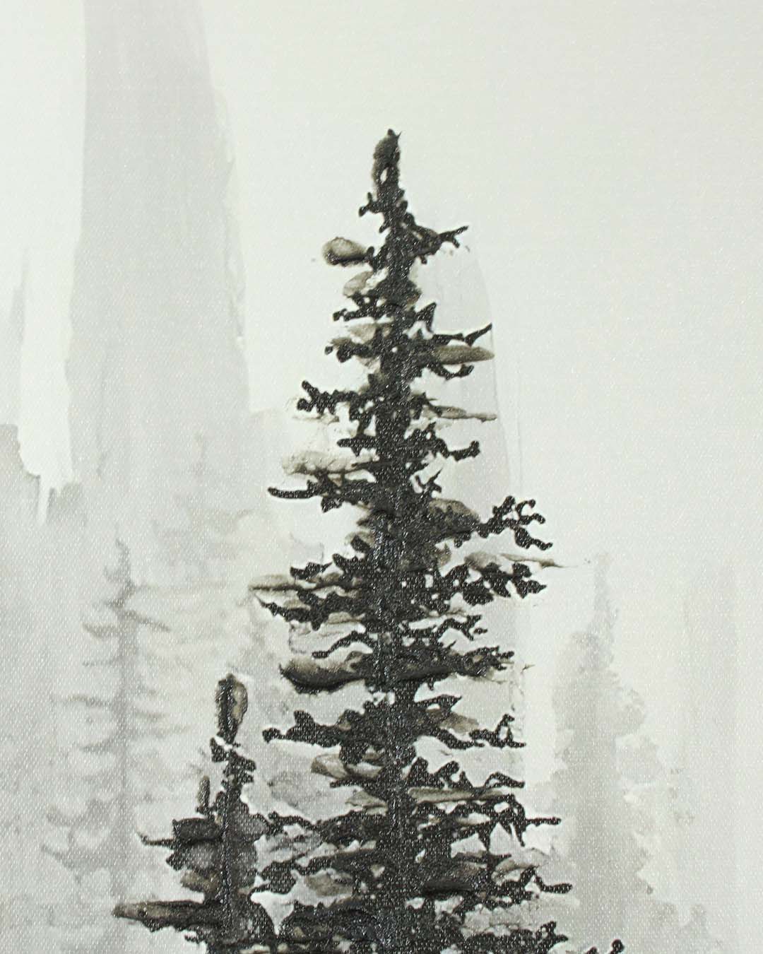 Ink & Pine monochrome tree wall art close-up of the pine tree