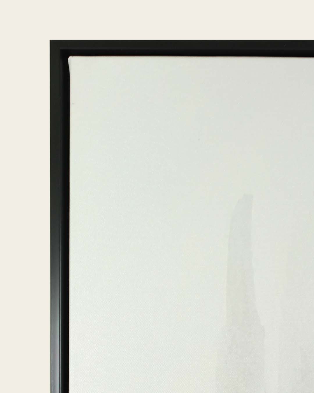 Ink & Pine monochrome tree wall art black frame corner detail