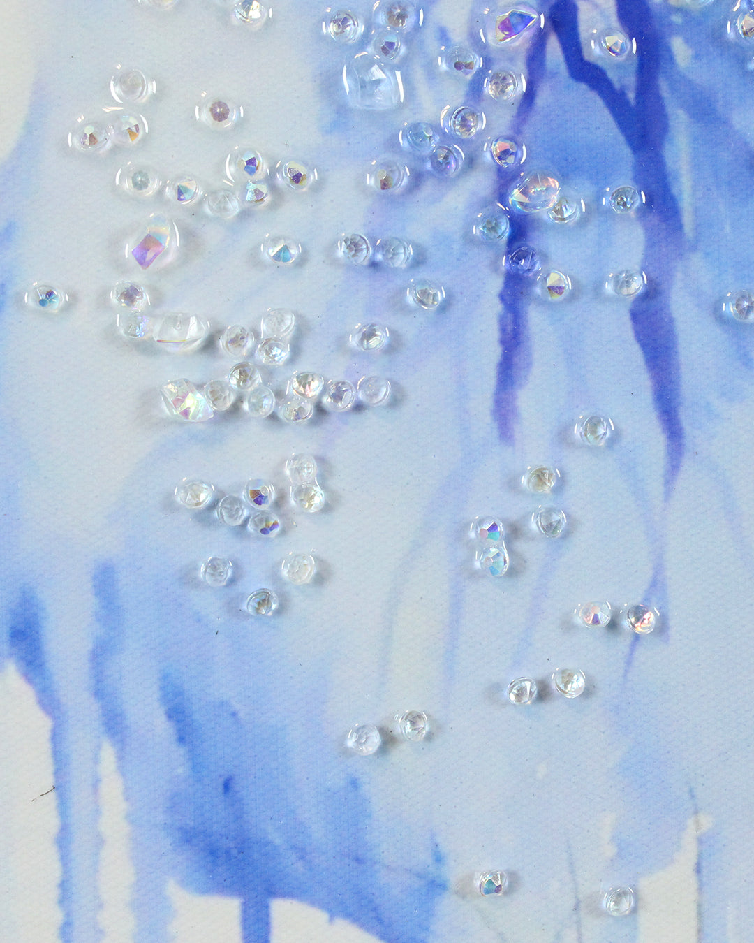 Iris & Ink blue iris resin wall art close-up of the blue drips under resin