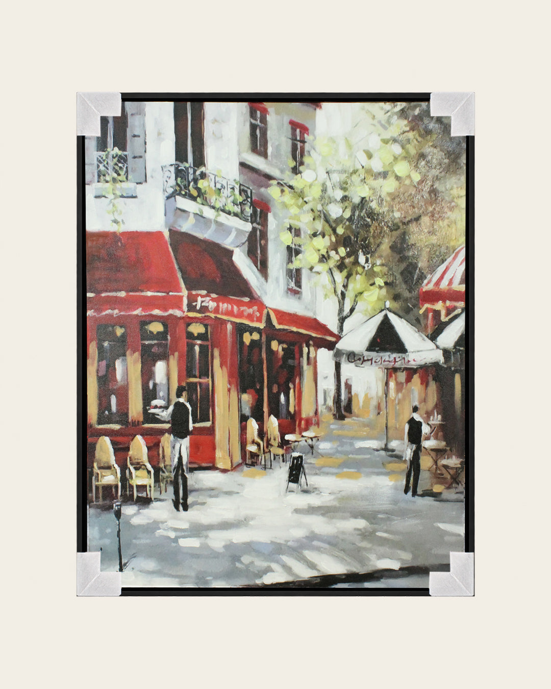 La Terrasse parisian bistro wall art with corner protectors for delivery