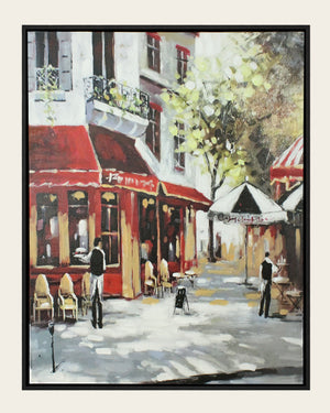 La Terrasse parisian bistro wall art front view in a black frame