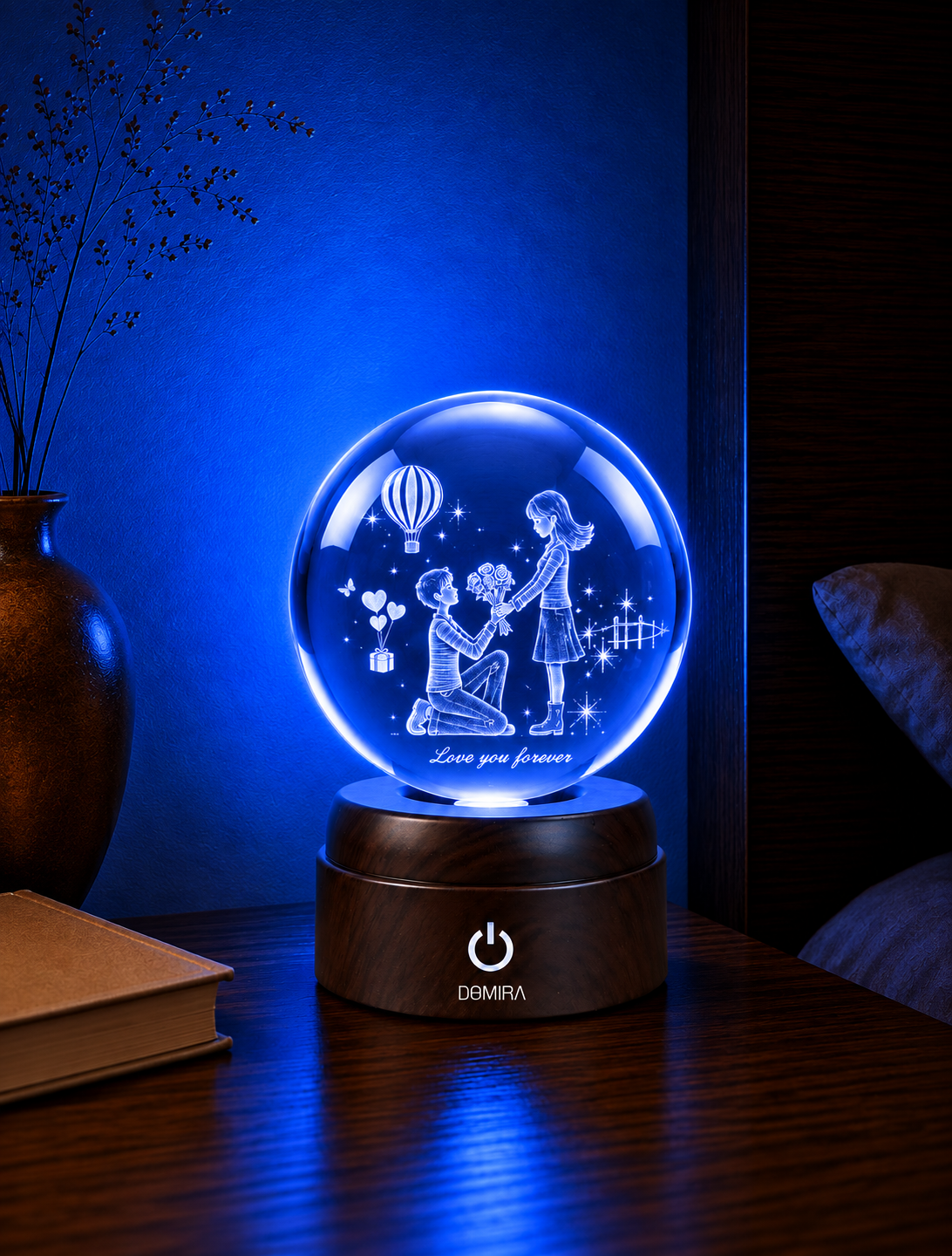A Promise of Love crystal globe glowing blue