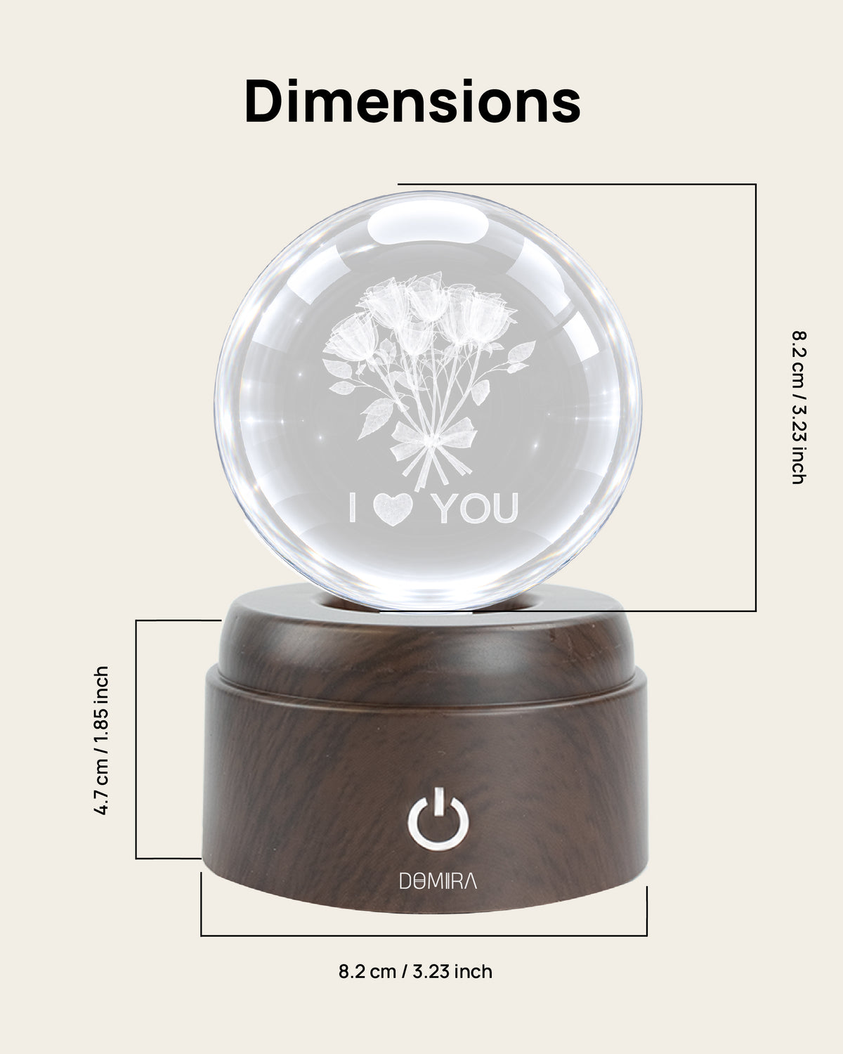 A Thousand Roses crystal globe dimensions: 8.2 cm globe on an 8.2 cm wide, 4.7 cm high base